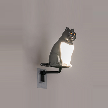 Rechargeable PC Lucky Cat LED Wall Sconce Lamp Night Light