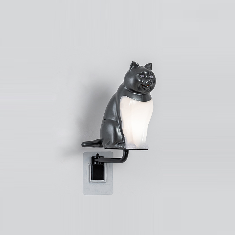 Rechargeable PC Lucky Cat LED Wall Sconce Lamp Night Light