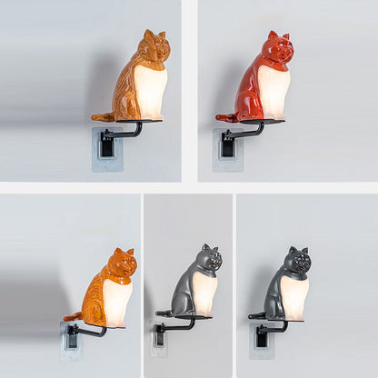 Rechargeable PC Lucky Cat LED Wall Sconce Lamp Night Light