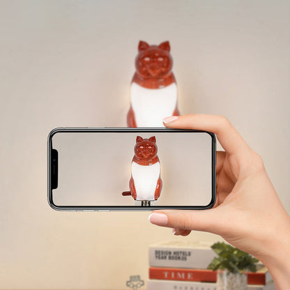 Rechargeable PC Lucky Cat LED Wall Sconce Lamp Night Light