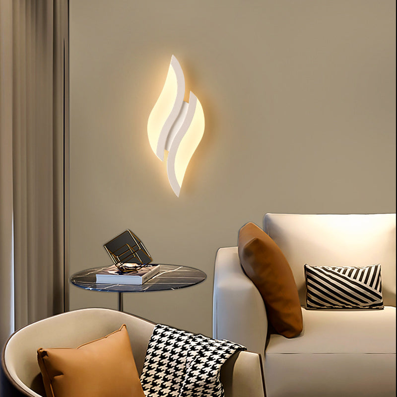 Minimalist Iron & Acrylic Leaf-Shaped LED Wall Sconce Lamp