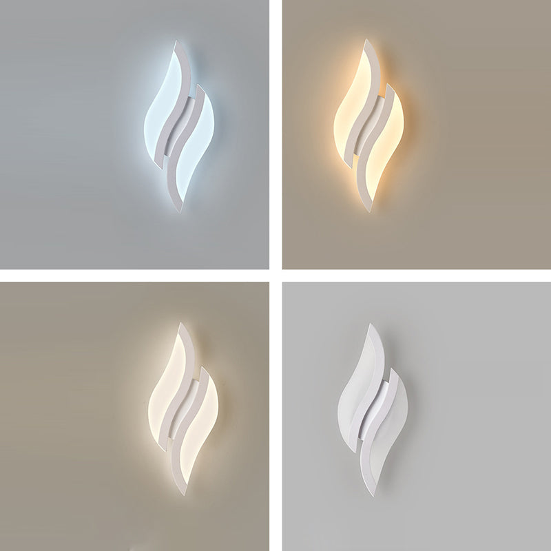 Minimalist Iron & Acrylic Leaf-Shaped LED Wall Sconce Lamp