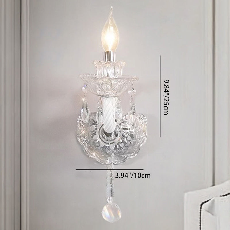 French Glass Candelabra Spiral 1/2-Light Wall Sconce Lamp