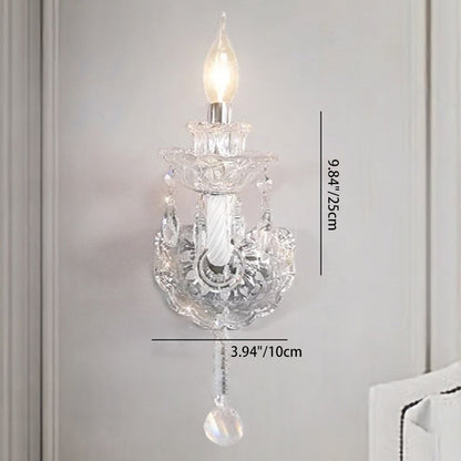 French Glass Candelabra Spiral 1/2-Light Wall Sconce Lamp