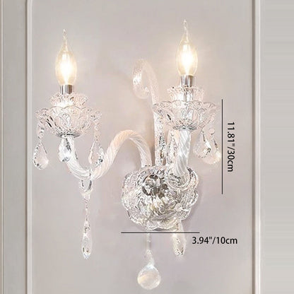 French Glass Candelabra Spiral 1/2-Light Wall Sconce Lamp