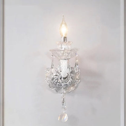 French Glass Candelabra Spiral 1/2-Light Wall Sconce Lamp