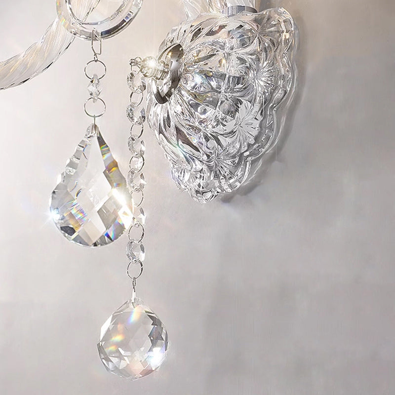 French Glass Candelabra Spiral 1/2-Light Wall Sconce Lamp