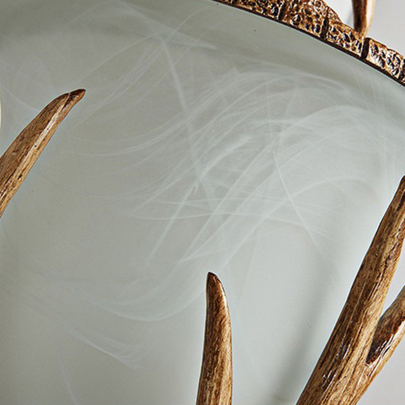 Resin Hand-Carved Antler Lantern 3-Light Wall Sconce Lamp