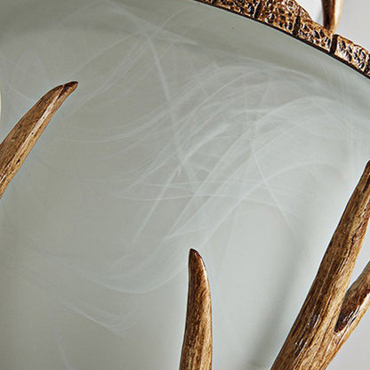 Resin Hand-Carved Antler Lantern 3-Light Wall Sconce Lamp