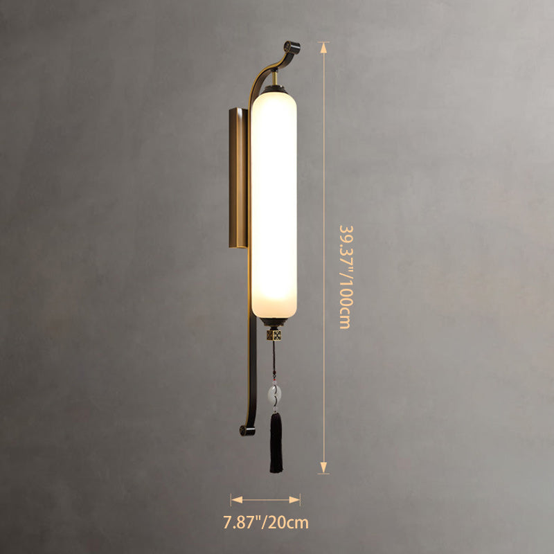 Chinese Jade Tassel Decoration Column LED Wall Sconce Lamp