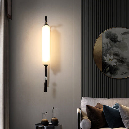 Chinese Jade Tassel Decoration Column LED Wall Sconce Lamp