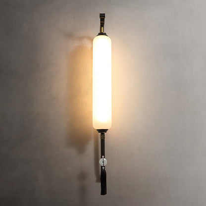 Chinese Jade Tassel Decoration Column LED Wall Sconce Lamp