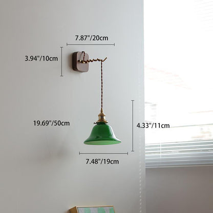 Brass Pull Switch 1-Light Hanging Wall Sconce Lamp