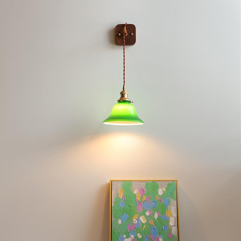 Brass Pull Switch 1-Light Hanging Wall Sconce Lamp