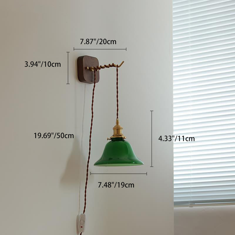 Brass Pull Switch 1-Light Hanging Wall Sconce Lamp