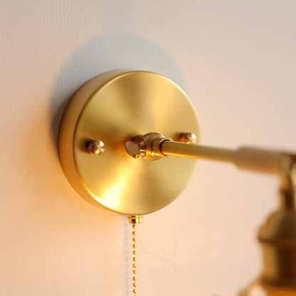 Brass Pull Switch 1-Light Hanging Wall Sconce Lamp