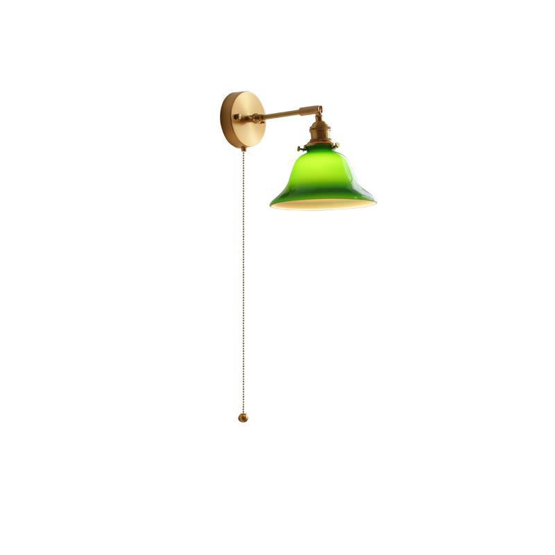 Brass Pull Switch 1-Light Hanging Wall Sconce Lamp