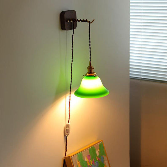 Brass Pull Switch 1-Light Hanging Wall Sconce Lamp