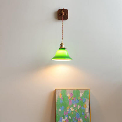 Brass Pull Switch 1-Light Hanging Wall Sconce Lamp