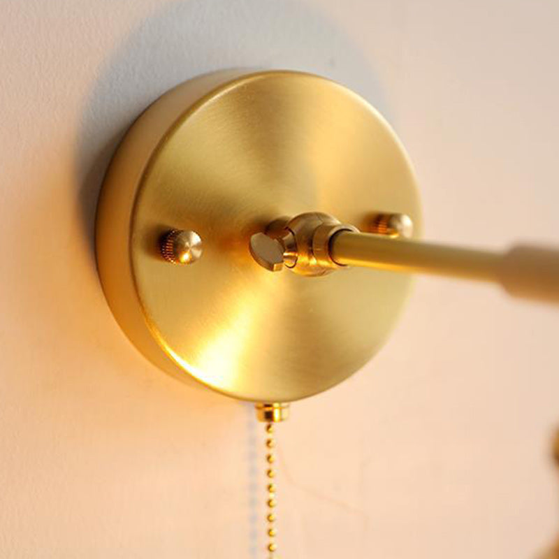 Brass Pull Switch 1-Light Hanging Wall Sconce Lamp