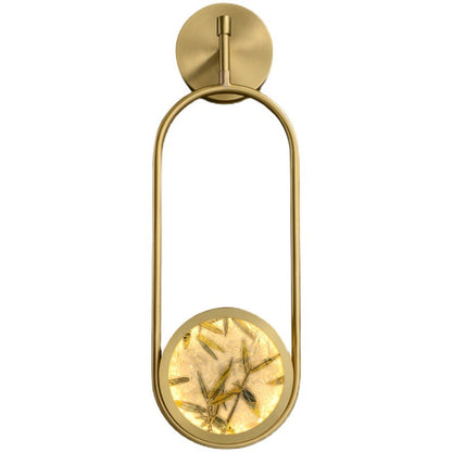 Chinese Glass Oval Bamboo Leaf LED Wall Sconce Lamp
