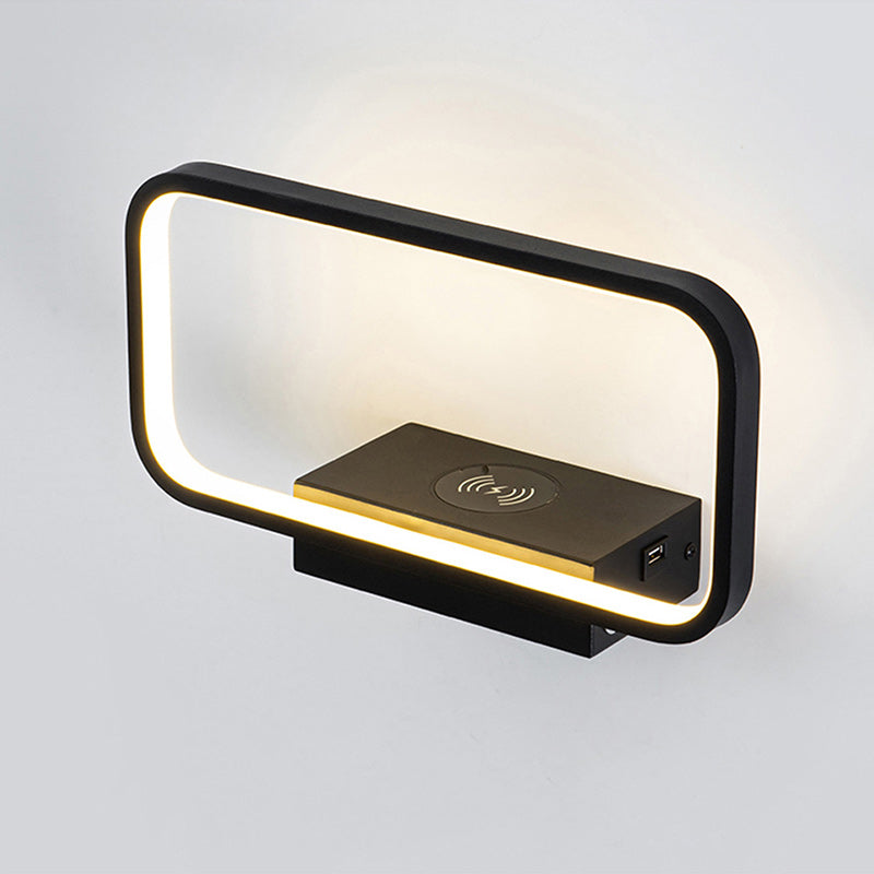 Iron Wireless Phone Charging LED Wall Sconce Lamp