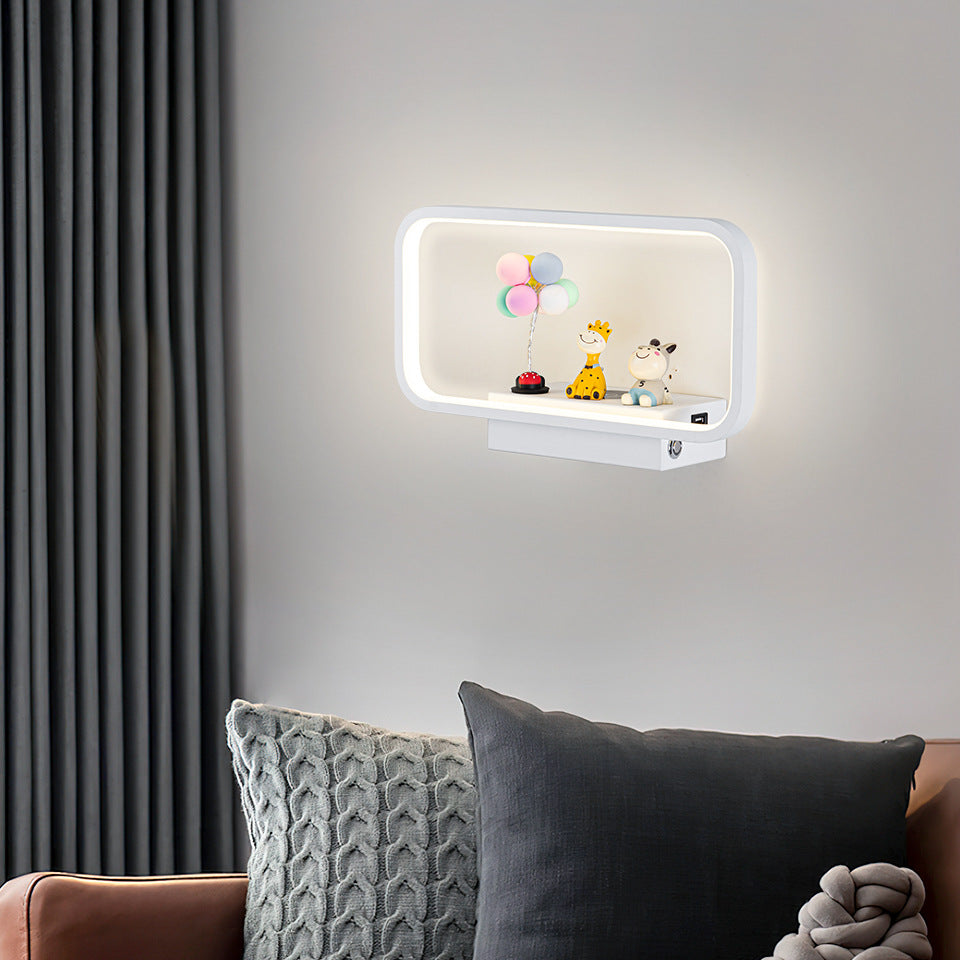 Iron Wireless Phone Charging LED Wall Sconce Lamp