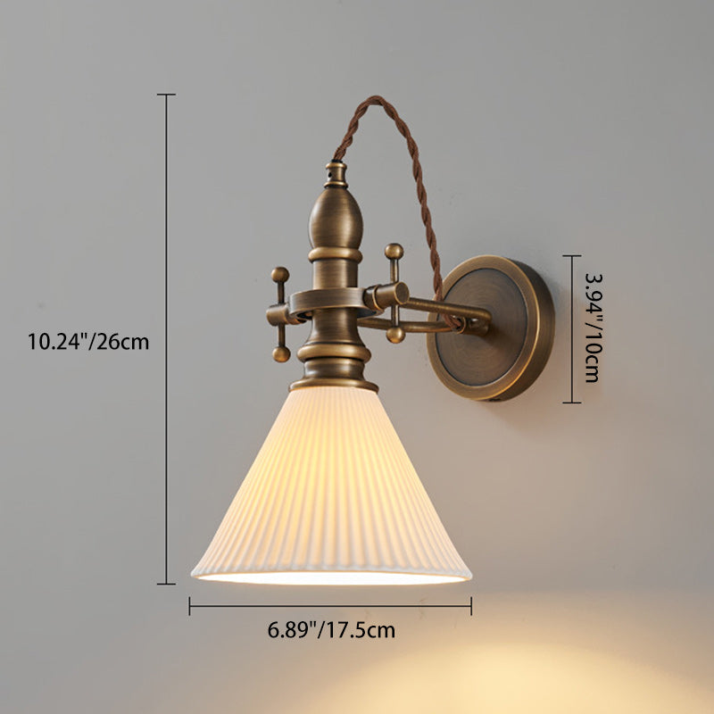 Brass Trumpet Adjustable 1-Light Wall Sconce Lamp