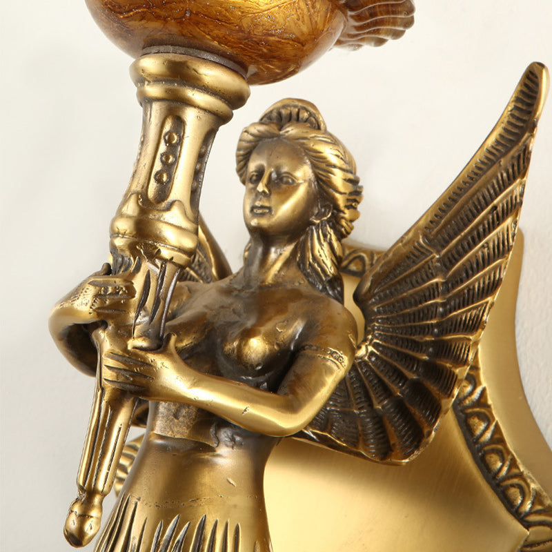 Full Copper Mermaid Candle 1-Light Wall Sconce Lamp