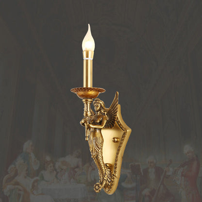 Full Copper Mermaid Candle 1-Light Wall Sconce Lamp