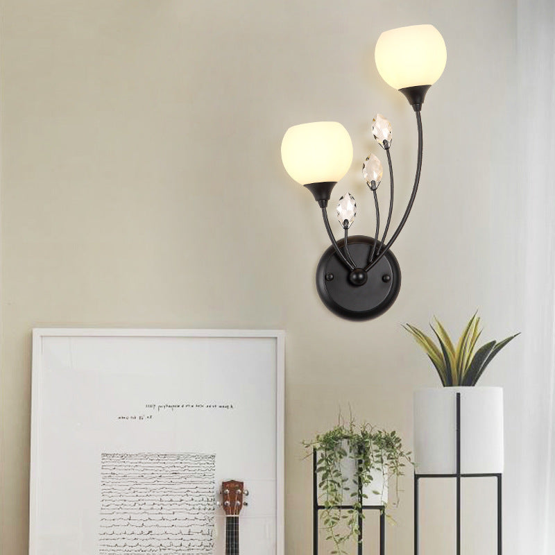 Glass Crystal Iron Bubble Branch 1/2-Light Wall Sconce Lamp