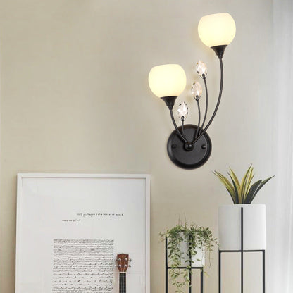 Glass Crystal Iron Bubble Branch 1/2-Light Wall Sconce Lamp