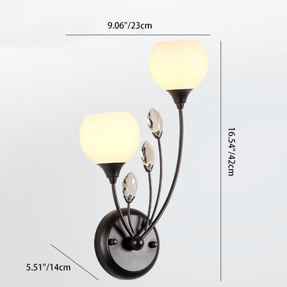 Glass Crystal Iron Bubble Branch 1/2-Light Wall Sconce Lamp
