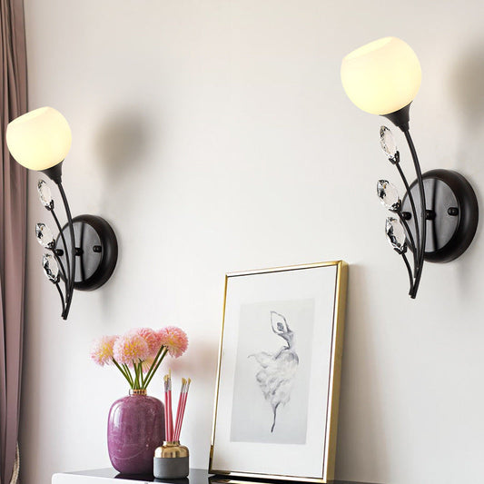 Glass Crystal Iron Bubble Branch 1/2-Light Wall Sconce Lamp