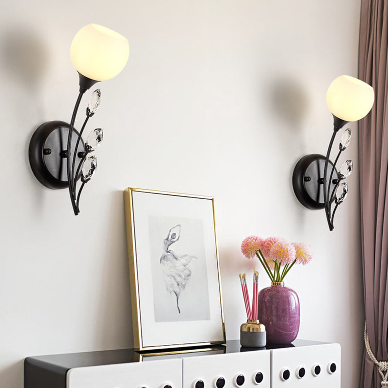 Glass Crystal Iron Bubble Branch 1/2-Light Wall Sconce Lamp