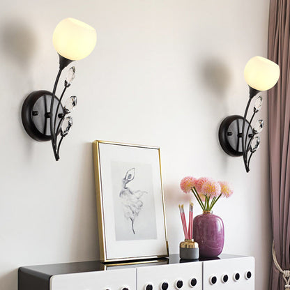 Glass Crystal Iron Bubble Branch 1/2-Light Wall Sconce Lamp