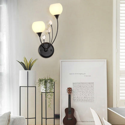 Glass Crystal Iron Bubble Branch 1/2-Light Wall Sconce Lamp