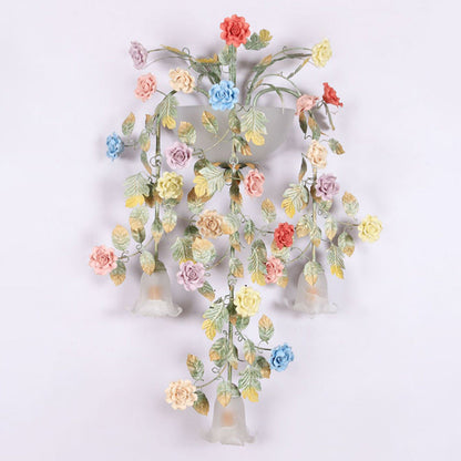 Farmhouse Rose Floral Decorative 5-Light Wall Sconce Lamp