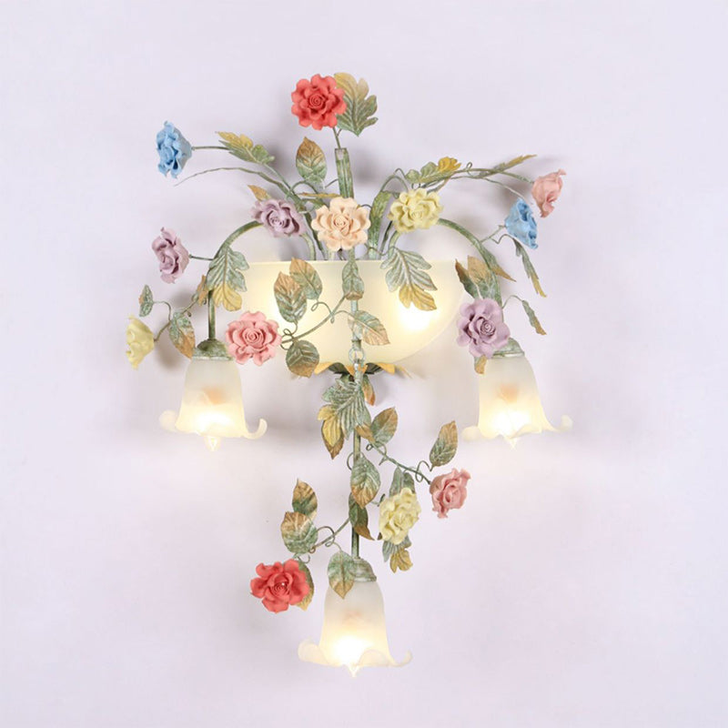 Farmhouse Rose Floral Decorative 5-Light Wall Sconce Lamp