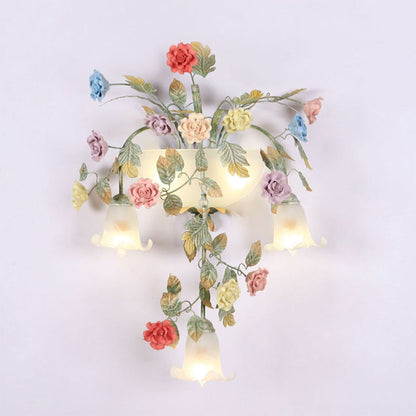 Farmhouse Rose Floral Decorative 5-Light Wall Sconce Lamp