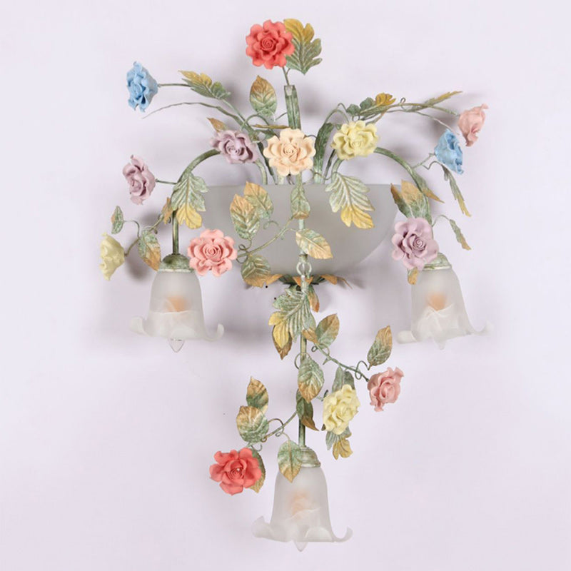 Farmhouse Rose Floral Decorative 5-Light Wall Sconce Lamp