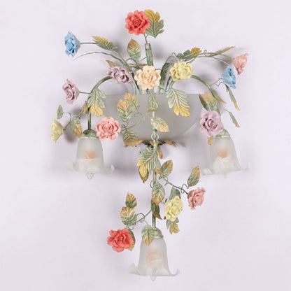 Farmhouse Rose Floral Decorative 5-Light Wall Sconce Lamp