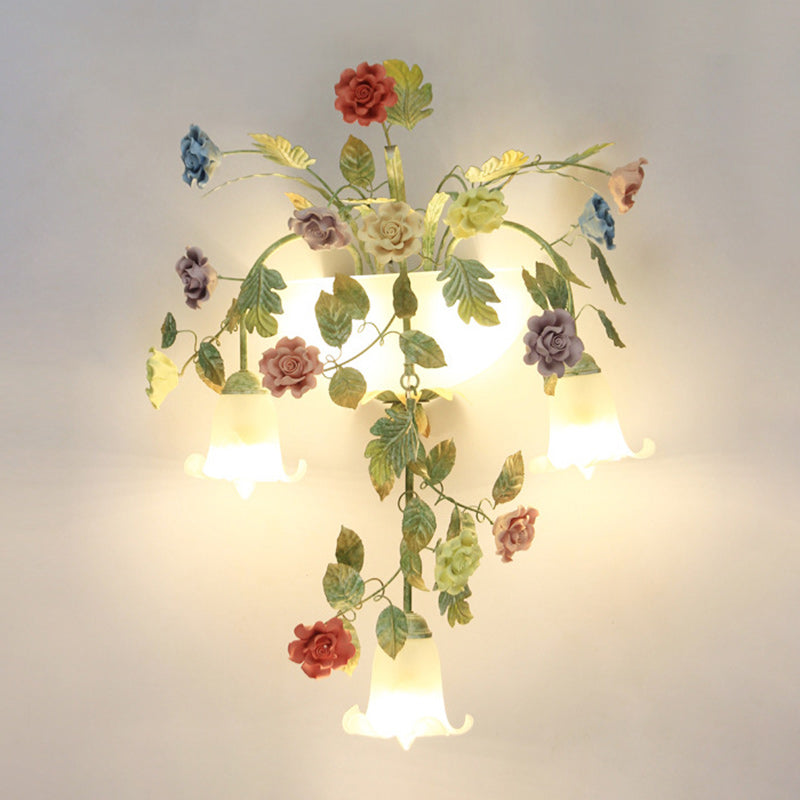 Farmhouse Rose Floral Decorative 5-Light Wall Sconce Lamp