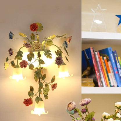 Farmhouse Rose Floral Decorative 5-Light Wall Sconce Lamp