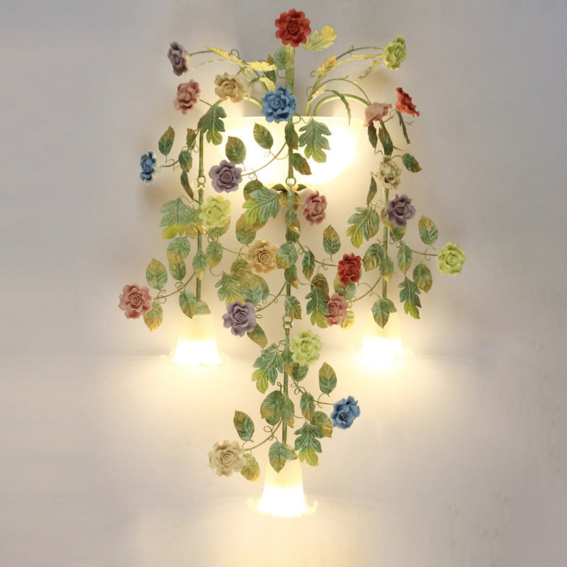 Farmhouse Rose Floral Decorative 5-Light Wall Sconce Lamp