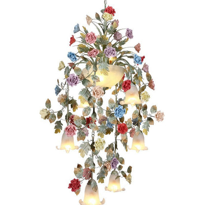 Farmhouse Rose Floral Decorative 5-Light Wall Sconce Lamp