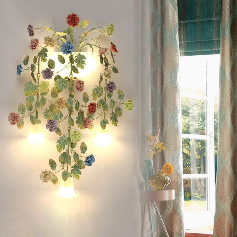 Farmhouse Rose Floral Decorative 5-Light Wall Sconce Lamp
