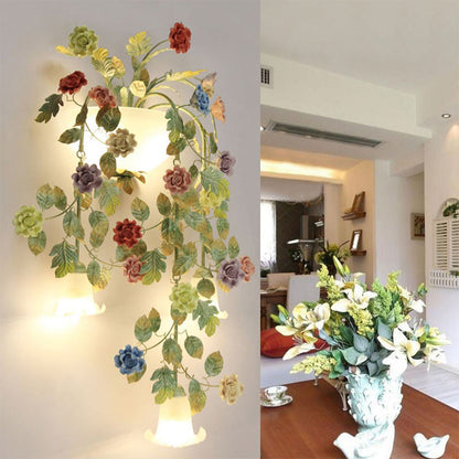 Farmhouse Rose Floral Decorative 5-Light Wall Sconce Lamp