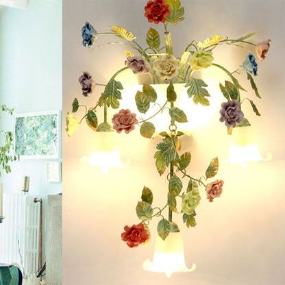 Farmhouse Rose Floral Decorative 5-Light Wall Sconce Lamp