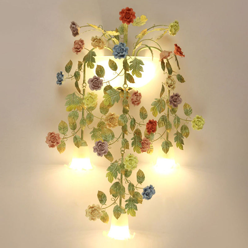 Farmhouse Rose Floral Decorative 5-Light Wall Sconce Lamp